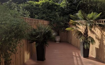 New Fence and Tiki Torch Trex Decking in Buckinghamshire