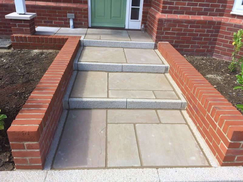 Wall For Stepped Paving To Door