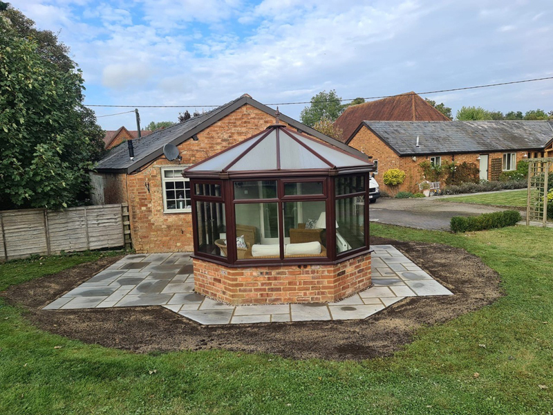 Patio Slabs Laid Around Conservatory In Milton Keynes