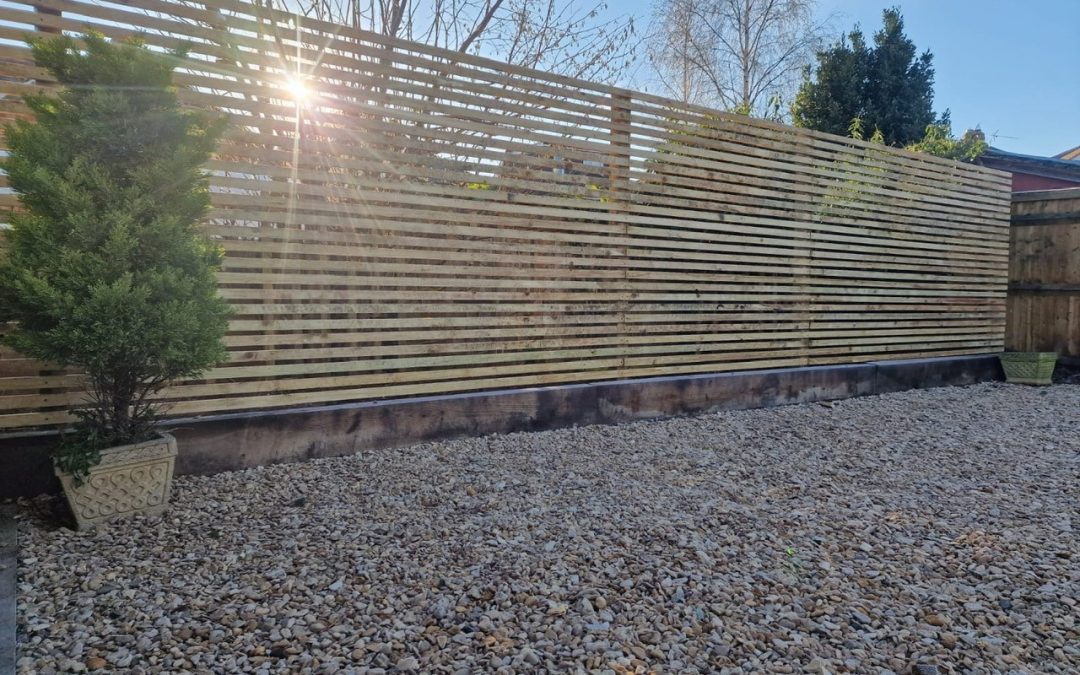Railway Sleeper Wall & Slatted Fence Installed in Oxford
